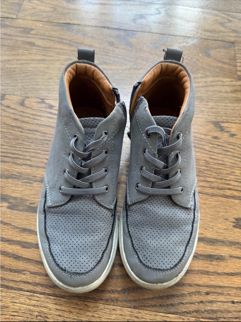 Nordstrom Boys Gray High-Top Sneakers Size 2 Side Zip